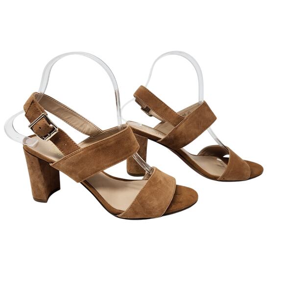 Franco Sarto Leather Feminine High Heels Rumi Sandals Tan Brown Size 6.5 M - Picture 3 of 10